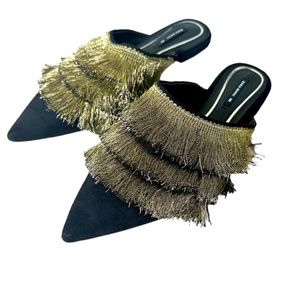 💛Zara Gold Metallic Fringe Flats size 40